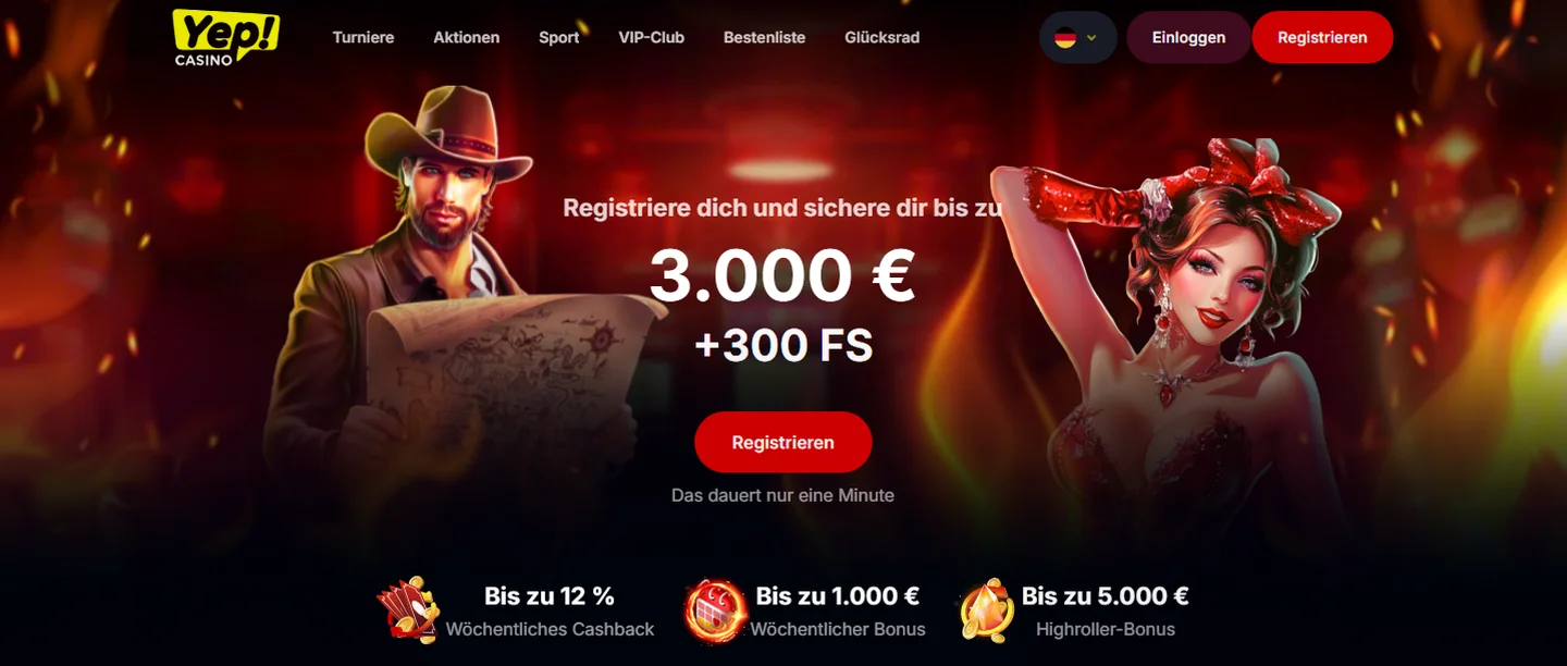 YEP.Casino — 100% tot € 1.000 + 100 gratis spins
